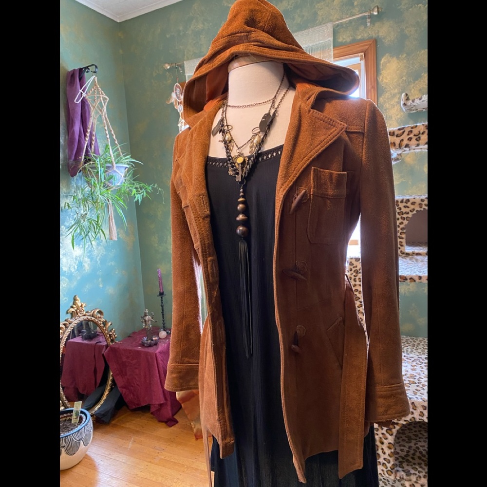 Authentic 70s vintage suede toggle coat